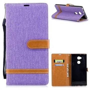 Jeans Cowboy Denim Leather Wallet Case for Sony Xperia XA2 Ultra(6.0 inch) - Purple