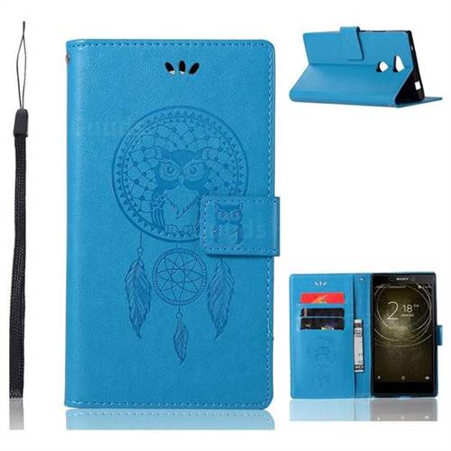Intricate Embossing Owl Campanula Leather Wallet Case for Sony Xperia XA2 Ultra(6.0 inch) - Blue