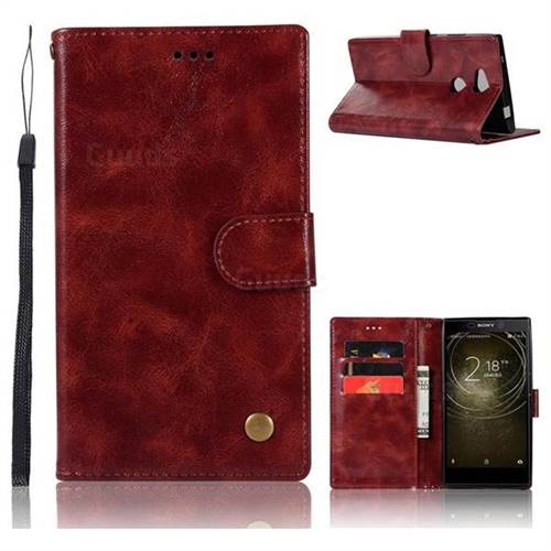 Luxury Retro Leather Wallet Case for Sony Xperia XA2 Ultra(6.0 inch) - Wine Red