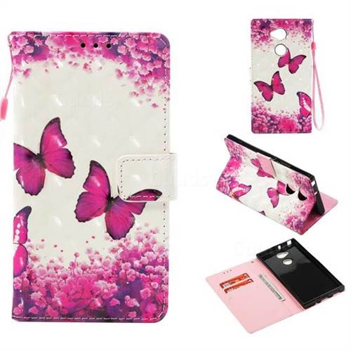 Rose Butterfly 3D Painted Leather Wallet Case for Sony Xperia XA2 Ultra(6.0 inch)