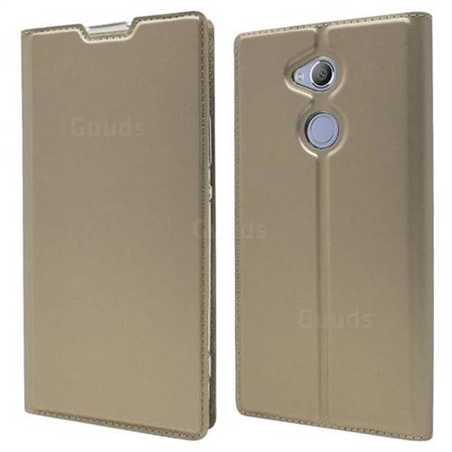 Ultra Slim Card Magnetic Automatic Suction Leather Wallet Case for Sony Xperia XA2 Ultra(6.0 inch) - Champagne