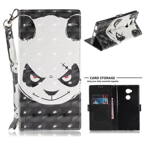 Angry Bear 3D Painted Leather Wallet Phone Case for Sony Xperia XA2 Ultra(6.0 inch)