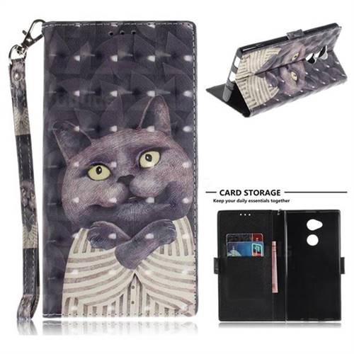 Cat Embrace 3D Painted Leather Wallet Phone Case for Sony Xperia XA2 Ultra(6.0 inch)