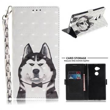 Husky Dog 3D Painted Leather Wallet Phone Case for Sony Xperia XA2 Ultra(6.0 inch)