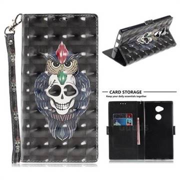 Skull Cat 3D Painted Leather Wallet Phone Case for Sony Xperia XA2 Ultra(6.0 inch)