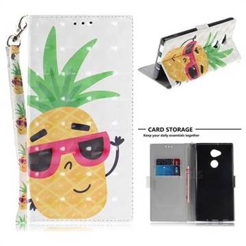 Pineapple Glasses 3D Painted Leather Wallet Phone Case for Sony Xperia XA2 Ultra(6.0 inch)