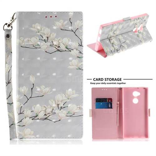 Magnolia Flower 3D Painted Leather Wallet Phone Case for Sony Xperia XA2 Ultra(6.0 inch)