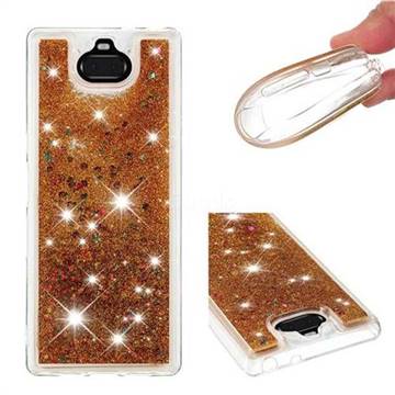 Dynamic Liquid Glitter Quicksand Sequins TPU Phone Case for Sony Xperia 10 / Xperia XA3 - Golden