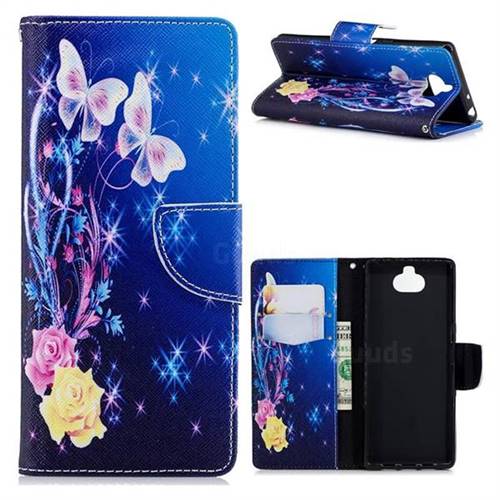 Yellow Flower Butterfly Leather Wallet Case for Sony Xperia 10 / Xperia XA3
