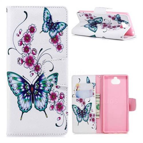 Peach Butterflies Leather Wallet Case for Sony Xperia 10 / Xperia XA3