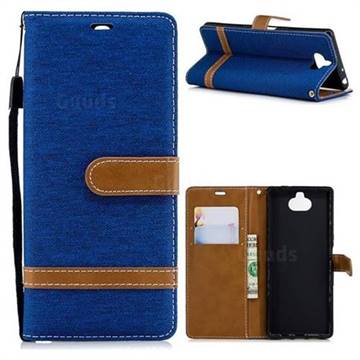 Jeans Cowboy Denim Leather Wallet Case for Sony Xperia 10 / Xperia XA3 - Sapphire