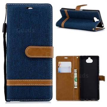Jeans Cowboy Denim Leather Wallet Case for Sony Xperia 10 / Xperia XA3 - Dark Blue