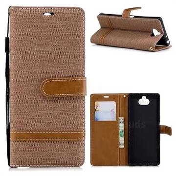 Jeans Cowboy Denim Leather Wallet Case for Sony Xperia 10 / Xperia XA3 - Brown