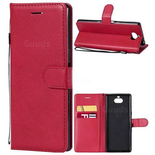 Retro Greek Classic Smooth PU Leather Wallet Phone Case for Sony Xperia 10 / Xperia XA3 - Red
