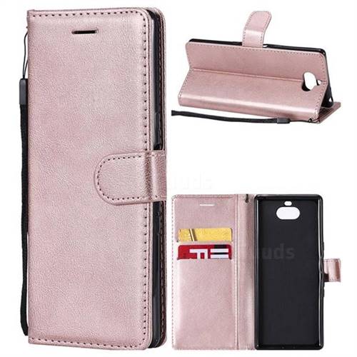 Retro Greek Classic Smooth PU Leather Wallet Phone Case for Sony Xperia 10 / Xperia XA3 - Rose Gold