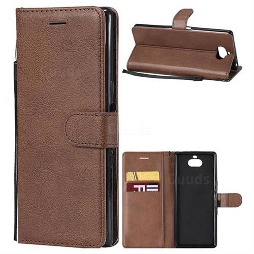 Retro Greek Classic Smooth PU Leather Wallet Phone Case for Sony Xperia 10 / Xperia XA3 - Brown