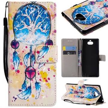 Blue Dream Catcher 3D Painted Leather Wallet Case for Sony Xperia 10 / Xperia XA3