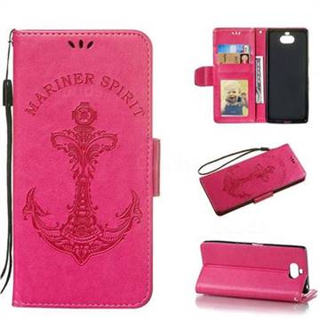 Embossing Mermaid Mariner Spirit Leather Wallet Case for Sony Xperia 10 / Xperia XA3 - Rose