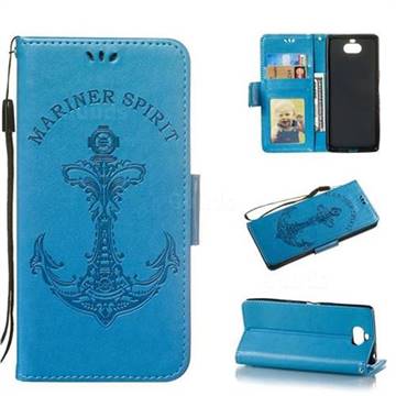 Embossing Mermaid Mariner Spirit Leather Wallet Case for Sony Xperia 10 / Xperia XA3 - Blue
