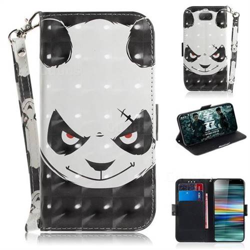 Angry Bear 3D Painted Leather Wallet Phone Case for Sony Xperia 10 / Xperia XA3