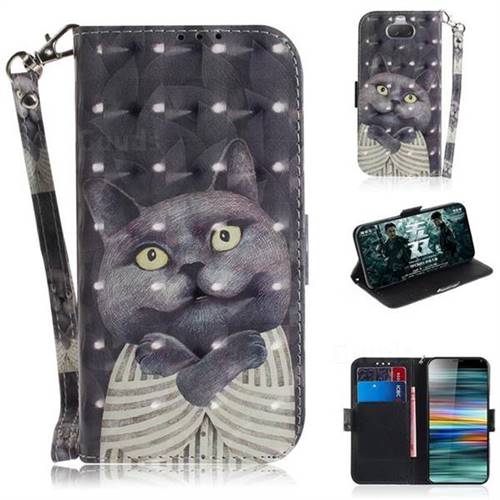 Cat Embrace 3D Painted Leather Wallet Phone Case for Sony Xperia 10 / Xperia XA3