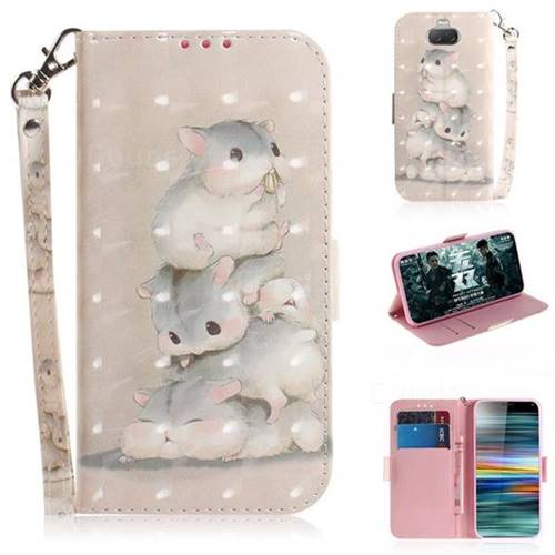 Three Squirrels 3D Painted Leather Wallet Phone Case for Sony Xperia 10 / Xperia XA3