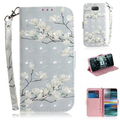 Magnolia Flower 3D Painted Leather Wallet Phone Case for Sony Xperia 10 / Xperia XA3