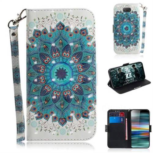 Peacock Mandala 3D Painted Leather Wallet Phone Case for Sony Xperia 10 / Xperia XA3
