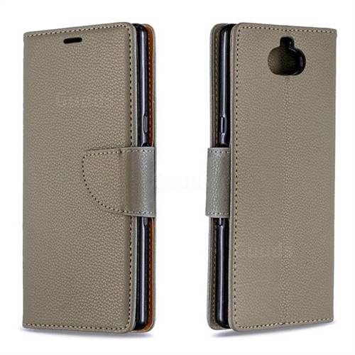 Classic Luxury Litchi Leather Phone Wallet Case for Sony Xperia 10 / Xperia XA3 - Gray