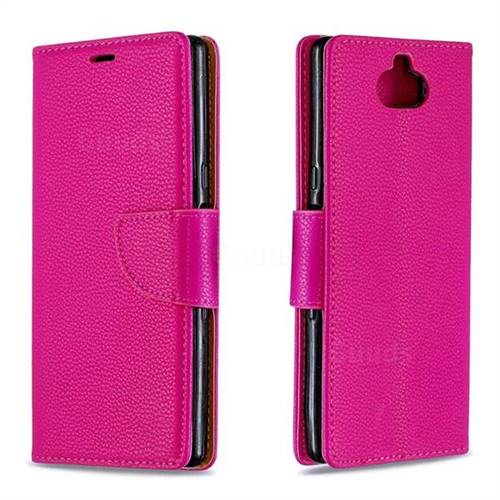 Classic Luxury Litchi Leather Phone Wallet Case for Sony Xperia 10 / Xperia XA3 - Rose