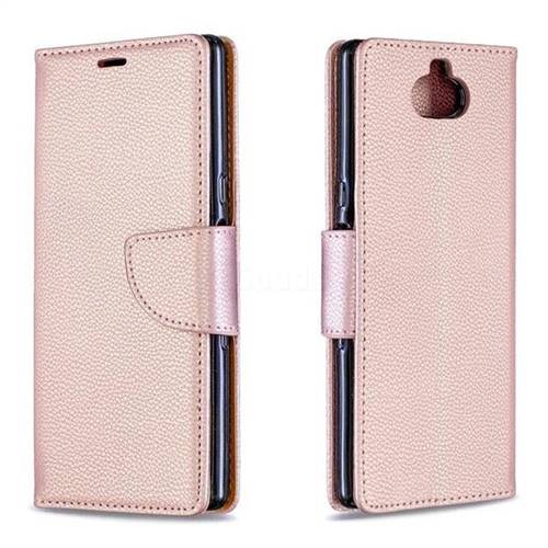 Classic Luxury Litchi Leather Phone Wallet Case for Sony Xperia 10 / Xperia XA3 - Golden