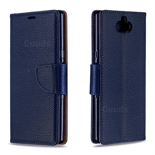 Classic Luxury Litchi Leather Phone Wallet Case for Sony Xperia 10 / Xperia XA3 - Blue