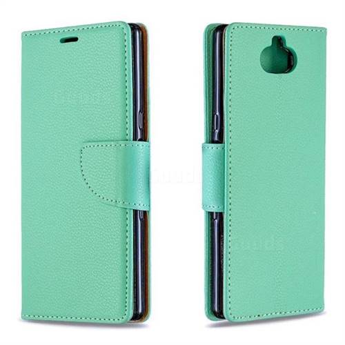 Classic Luxury Litchi Leather Phone Wallet Case for Sony Xperia 10 / Xperia XA3 - Green
