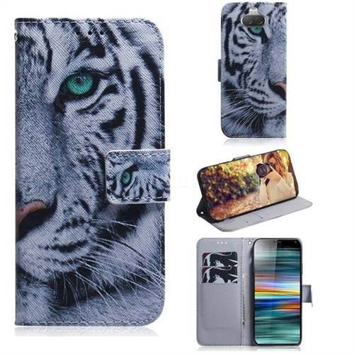 White Tiger PU Leather Wallet Case for Sony Xperia 10 / Xperia XA3