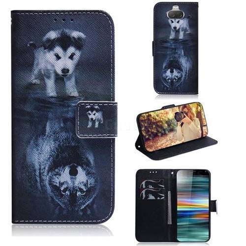 Wolf and Dog PU Leather Wallet Case for Sony Xperia 10 / Xperia XA3