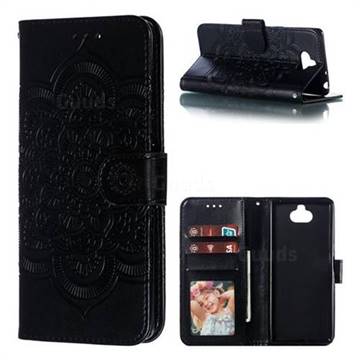 Intricate Embossing Datura Solar Leather Wallet Case for Sony Xperia 10 / Xperia XA3 - Black