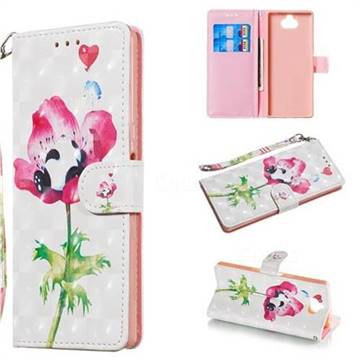 Flower Panda 3D Painted Leather Wallet Phone Case for Sony Xperia 10 / Xperia XA3