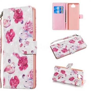 Flamingo 3D Painted Leather Wallet Phone Case for Sony Xperia 10 / Xperia XA3
