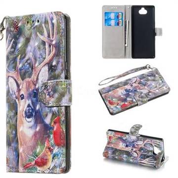 Elk Deer 3D Painted Leather Wallet Phone Case for Sony Xperia 10 / Xperia XA3