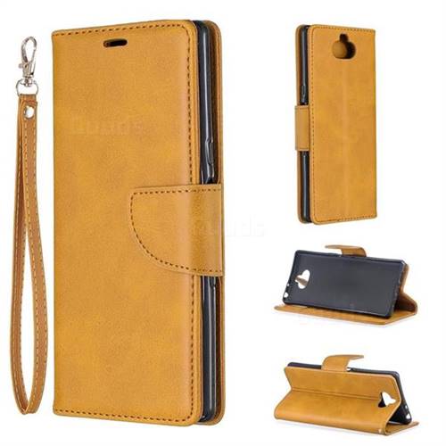 Classic Sheepskin PU Leather Phone Wallet Case for Sony Xperia 10 / Xperia XA3 - Yellow