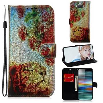 Tiger Rose Laser Shining Leather Wallet Phone Case for Sony Xperia 10 / Xperia XA3
