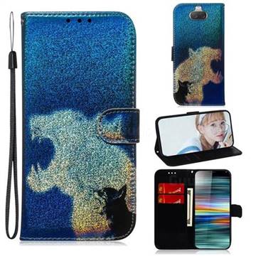 Cat and Leopard Laser Shining Leather Wallet Phone Case for Sony Xperia 10 / Xperia XA3