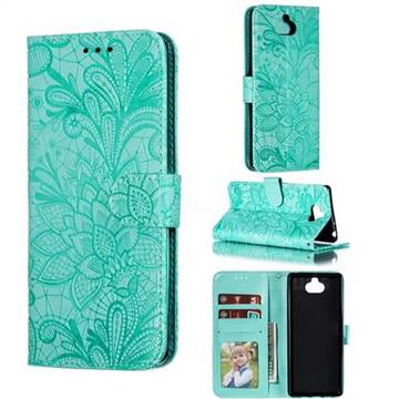 Intricate Embossing Lace Jasmine Flower Leather Wallet Case for Sony Xperia 10 / Xperia XA3 - Green