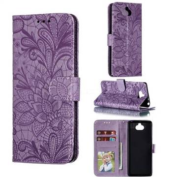 Intricate Embossing Lace Jasmine Flower Leather Wallet Case for Sony Xperia 10 / Xperia XA3 - Purple