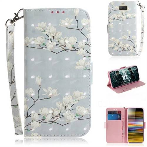 Magnolia Flower 3D Painted Leather Wallet Phone Case for Sony Xperia 10 Plus / Xperia XA3 Ultra