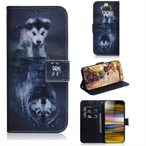 Wolf and Dog PU Leather Wallet Case for Sony Xperia 10 Plus / Xperia XA3 Ultra