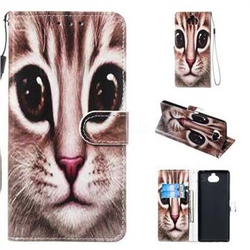 Coffe Cat Smooth Leather Phone Wallet Case for Sony Xperia 10 Plus / Xperia XA3 Ultra