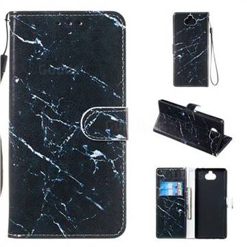 Black Marble Smooth Leather Phone Wallet Case for Sony Xperia 10 Plus / Xperia XA3 Ultra