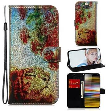 Tiger Rose Laser Shining Leather Wallet Phone Case for Sony Xperia 10 Plus / Xperia XA3 Ultra
