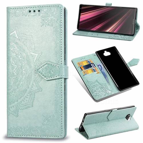 Embossing Imprint Mandala Flower Leather Wallet Case for Sony Xperia 10 Plus / Xperia XA3 Ultra - Green